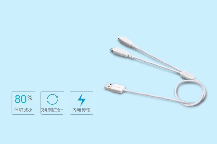 Micro USB+Mini USB二合一數(shù)據(jù)充電線  合二為一  一線充電